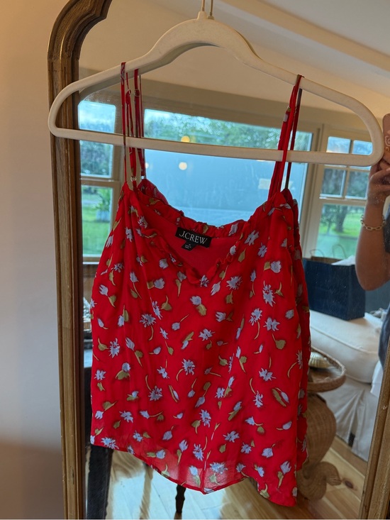 J. Crew Dresses & Skirts - J. Crew Red Floral Cowl-Neck Camisole and skirt